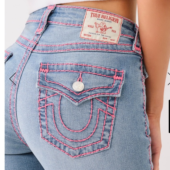 True Religion Women's Denim Jeans with Pink Accents - Picture 1 of 4